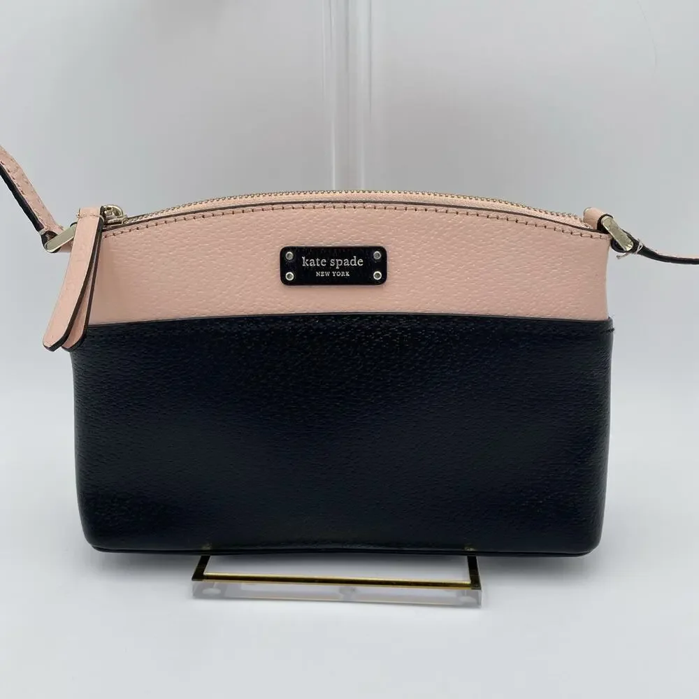 KATE SPADE New York Light Pink Black Leather Jeanne Crossbody Shoulder Bag 6x9x3